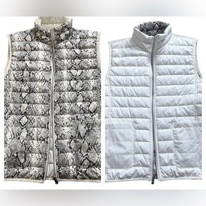 Brooks Brothers White Snake Skin Print Reversible puffer Vest Sz M
